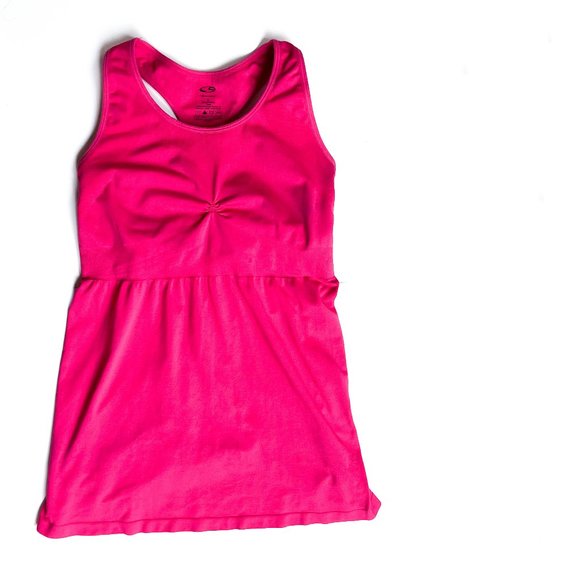 Champion Tops - target hot pink racerback workout top + built-in sports bra size L